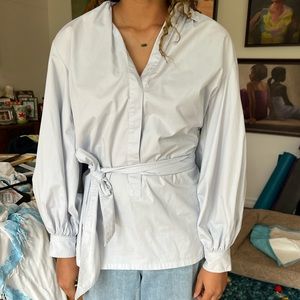 H&M light blue button down with belt